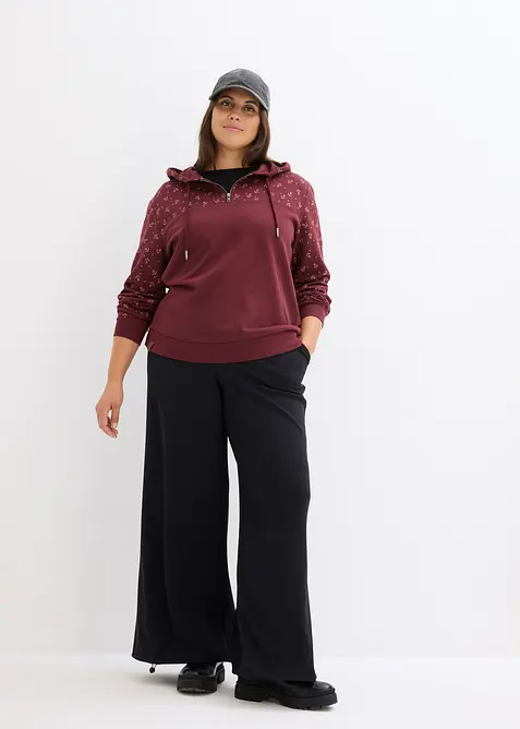 Mikina s kapuc&iacute; a zipem, z čist&eacute; bavlny, bonprix