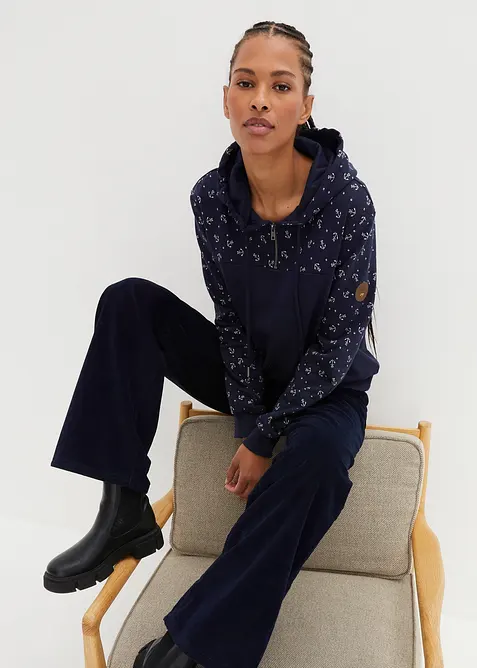 Mikina s kapuc&iacute; a zipem, z čist&eacute; bavlny, bonprix