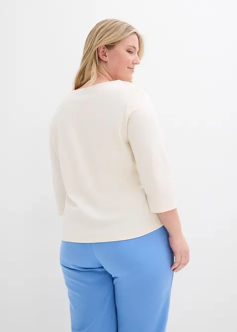 Tričko z těžk&eacute;ho žerzeje z čist&eacute; organick&eacute; bavlny, 3/4 ruk&aacute;v, bonprix