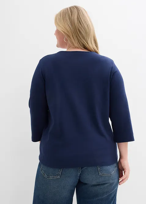 Tričko z těžk&eacute;ho žerzeje z čist&eacute; organick&eacute; bavlny, 3/4 ruk&aacute;v, bonprix