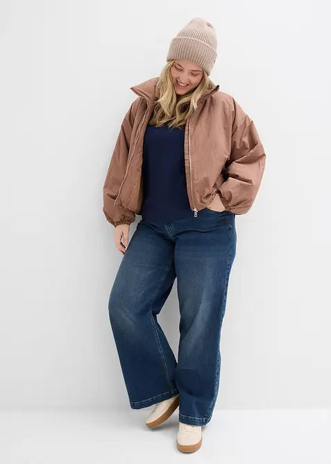 Tričko z těžk&eacute;ho žerzeje z čist&eacute; organick&eacute; bavlny, 3/4 ruk&aacute;v, bonprix