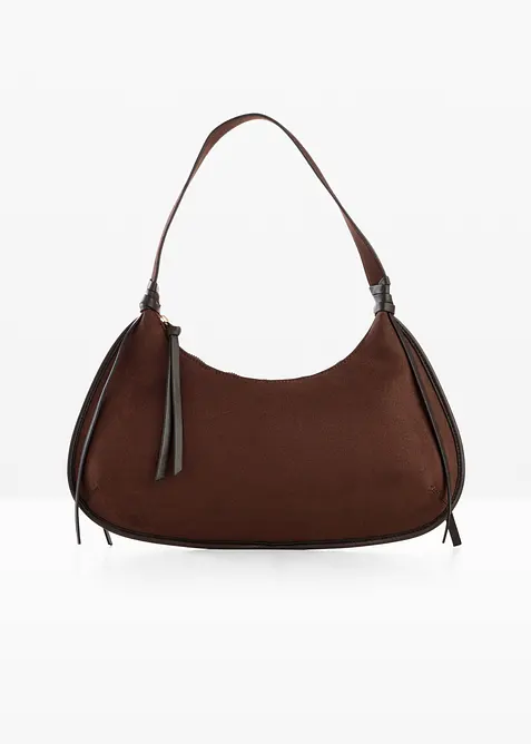 Kabelka přes rameno se vzhledem velurov&eacute; kůže, s paspulkou, bonprix