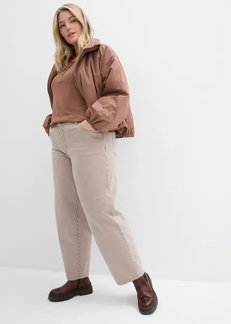 Kalhoty s bal&oacute;nov&yacute;m střihem a proužky, bonprix