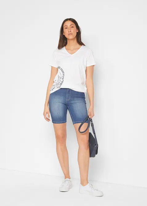 Dž&iacute;nov&eacute; bermudy, Mid Waist, bonprix