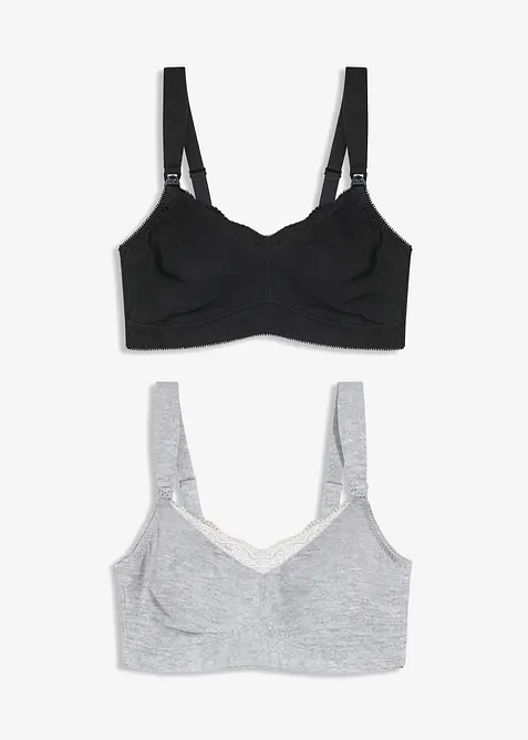 Koj&iacute;c&iacute; podprsenka bez kostic, s organickou bavlnou a krajkou (2 ks v balen&iacute;), bonprix