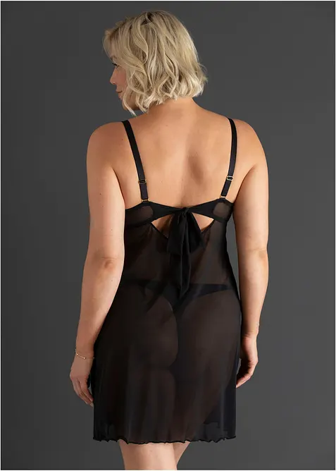 Negliž&eacute; s kosticemi, se srd&iacute;čkovou krajkou, bonprix