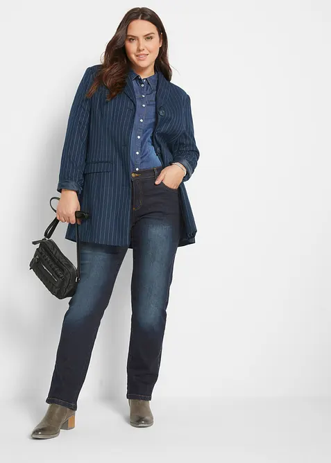 Strečov&eacute; dž&iacute;ny Straight, Mid Waist, bonprix