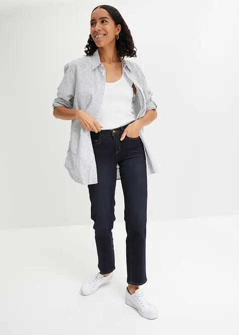 Strečov&eacute; dž&iacute;ny Straight, Mid Waist, bonprix