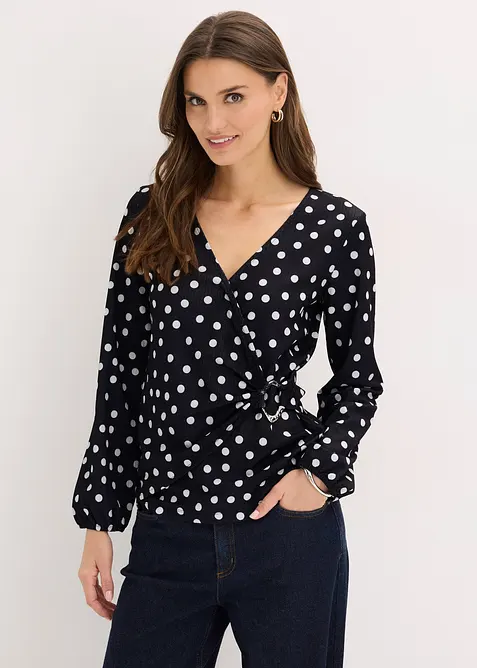 Tričko s dlouh&yacute;m ruk&aacute;vem, ze strukturovan&eacute;ho žerzeje, bonprix