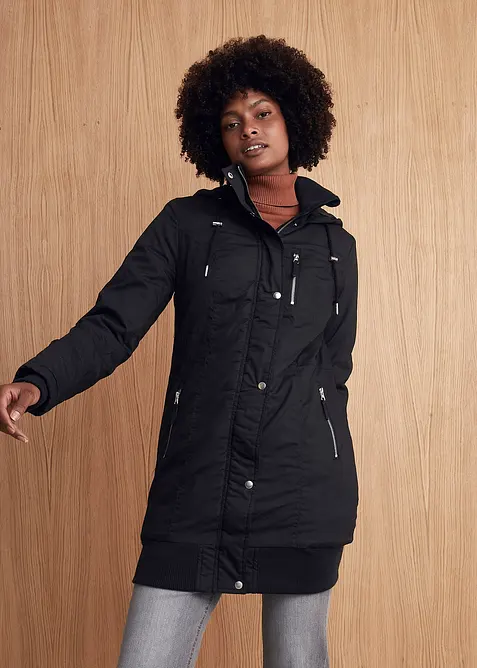 Dlouh&aacute; bunda s kapuc&iacute;, vatovan&aacute;, bonprix