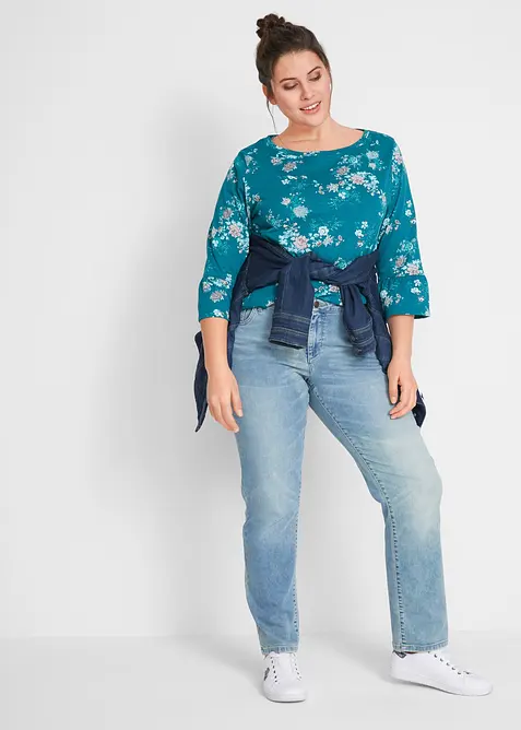 Strečov&eacute; dž&iacute;ny Straight, Mid Waist, bonprix