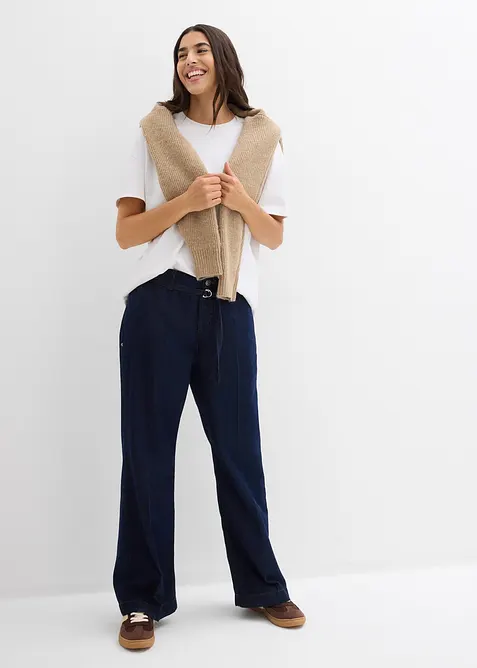 Dž&iacute;ny Wide Leg, Mid Waist, s p&aacute;skem, bonprix
