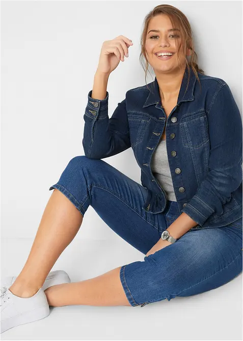 Dž&iacute;ny Slim Fit, Mid Waist, zkr&aacute;cen&eacute;, bonprix