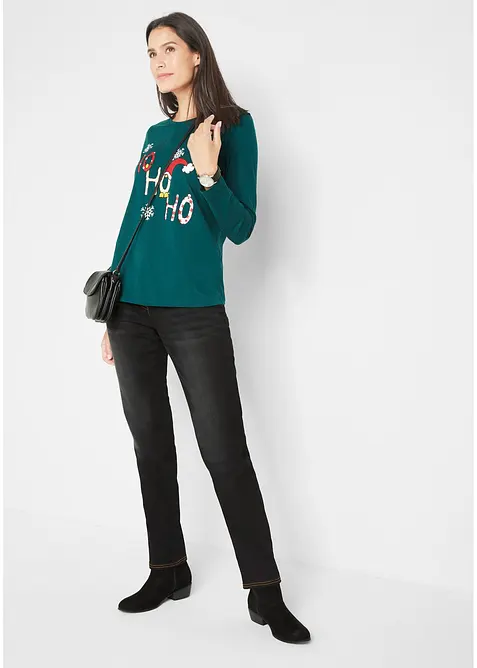 Termo dž&iacute;ny s pohodlnou pasovkou, Straight, Mid Waist, bonprix