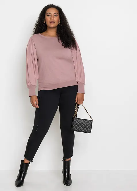 Svetr s plisovan&yacute;mi ruk&aacute;vy, bonprix