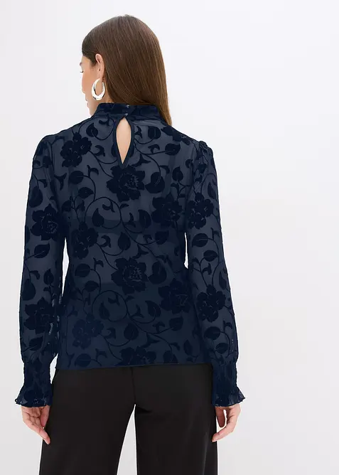 Triko s dlouh&yacute;m ruk&aacute;vem, lehce průhledn&eacute;, bonprix