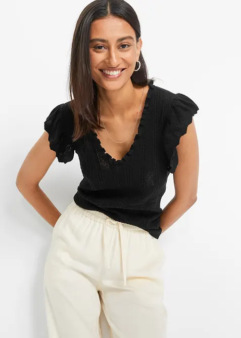 Tričko z ažurov&eacute; pleteniny, bonprix