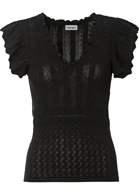 Tričko z ažurov&eacute; pleteniny, bonprix