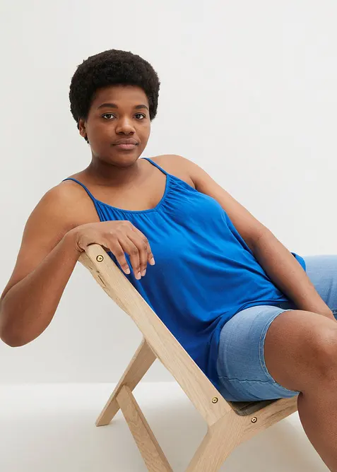 Top se &scaron;pagetov&yacute;mi ram&iacute;nky, ze spl&yacute;vav&eacute; visk&oacute;zy, bonprix