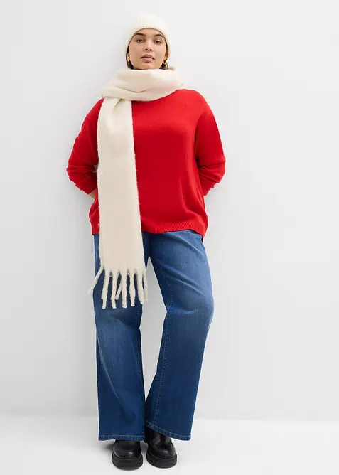 Pleten&yacute; svetr s kulat&yacute;m v&yacute;střihem, bonprix