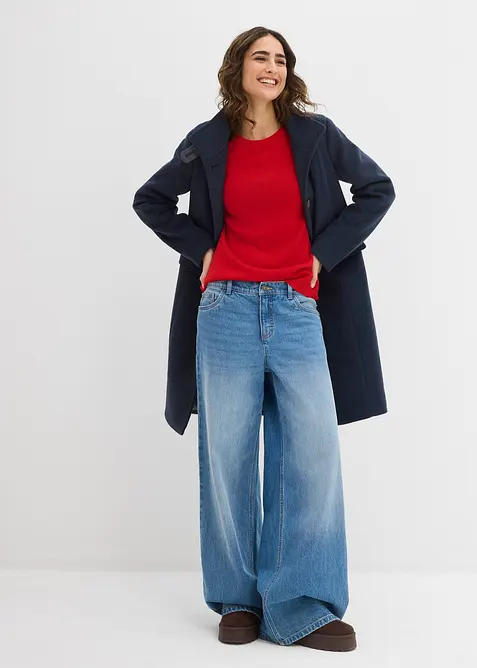 Pleten&yacute; svetr s kulat&yacute;m v&yacute;střihem, bonprix