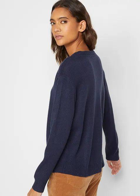 Pleten&yacute; svetr s kulat&yacute;m v&yacute;střihem, bonprix