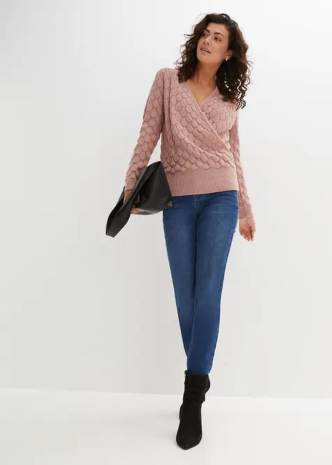 Ažurov&yacute; svetr se zavinovac&iacute;m vzhledem, bonprix