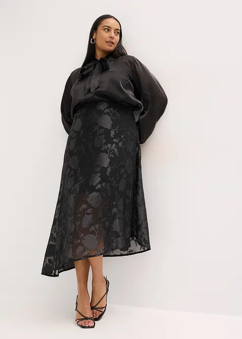 Maxi sukně s asymetrick&yacute;m lemem, bonprix