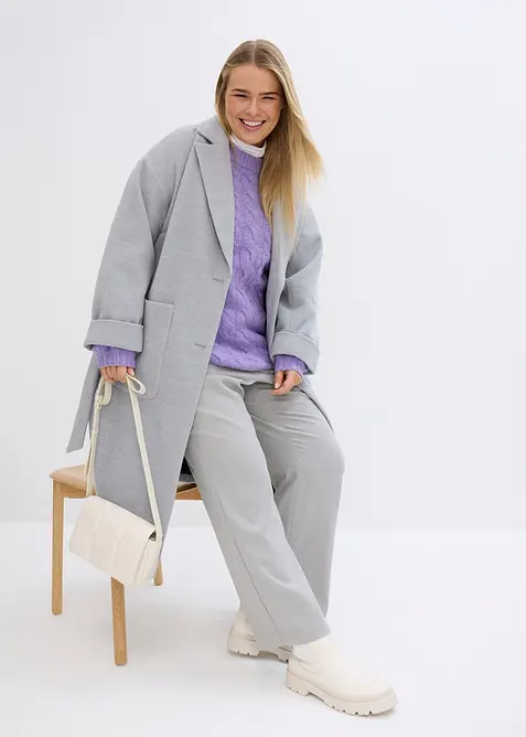 Oversize svetr s cop&aacute;nkov&yacute;m vzorem, bonprix