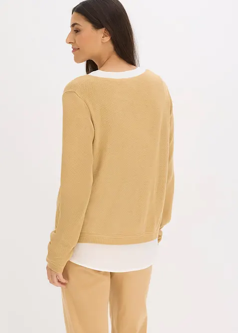 Svetr z jemn&eacute; pleteniny, s halenkovou vsadkou, bonprix