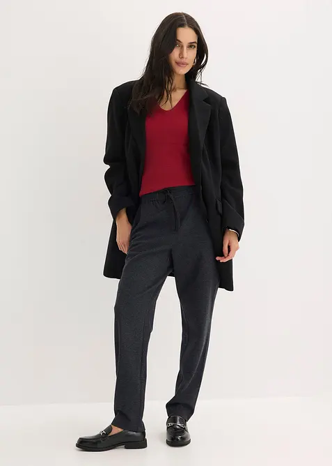 Žebrovan&yacute; svetr s visk&oacute;zou, kr&aacute;tk&yacute; ruk&aacute;v, bonprix