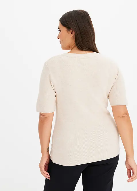 Žebrovan&yacute; svetr s visk&oacute;zou, kr&aacute;tk&yacute; ruk&aacute;v, bonprix