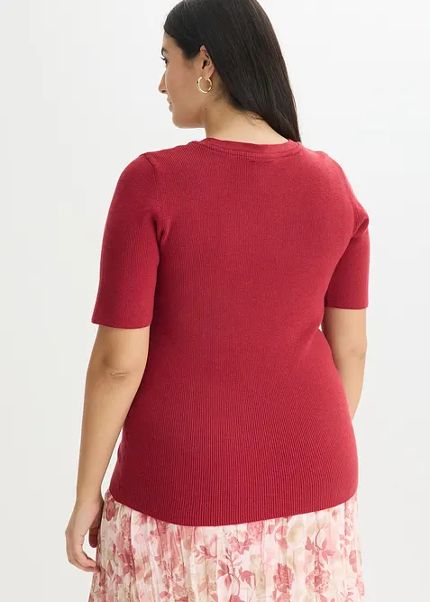 Žebrovan&yacute; svetr s visk&oacute;zou, kr&aacute;tk&yacute; ruk&aacute;v, bonprix