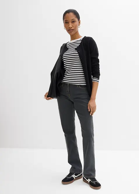 Straight dž&iacute;ny Mid Waist, strečov&eacute;, bonprix