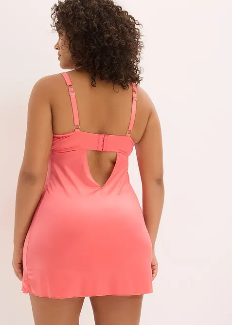 Babydoll z leskl&eacute;ho materi&aacute;lu a s třpytivou květinovou v&yacute;&scaron;ivkou, bonprix