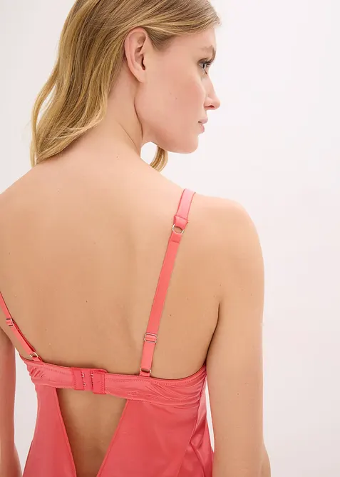 Babydoll z leskl&eacute;ho materi&aacute;lu a s třpytivou květinovou v&yacute;&scaron;ivkou, bonprix