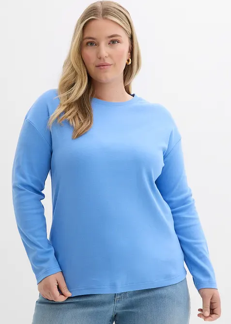 Triko s dlouh&yacute;m ruk&aacute;vem, z těžk&eacute;ho materi&aacute;lu z čist&eacute; organick&eacute; bavlny, bonprix