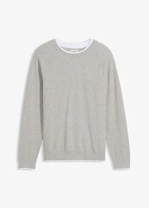 Svetr z jemn&eacute; pleteniny, s dvojit&yacute;m l&iacute;mcem, bonprix