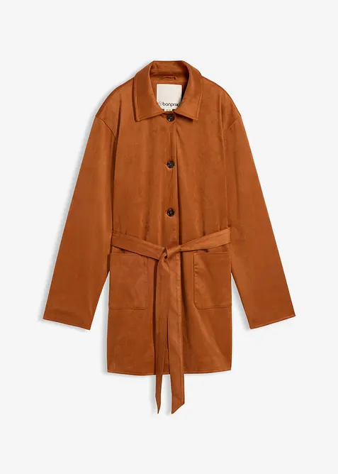 Kr&aacute;tk&yacute; kab&aacute;t s p&aacute;skem, z uměl&eacute; velurov&eacute; kůže, bonprix