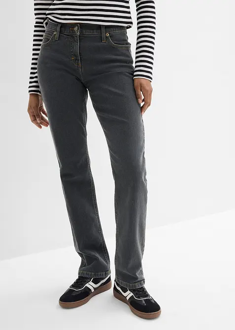 Straight dž&iacute;ny Mid Waist, strečov&eacute;, bonprix