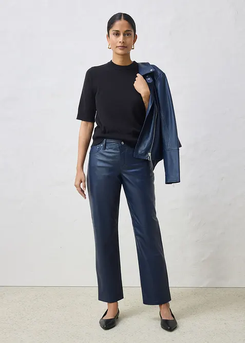 Kožen&eacute; kalhoty z jehněč&iacute; kůže napa, bonprix