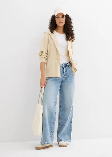 Prop&iacute;nac&iacute; mikina s kapuc&iacute; a elastick&yacute;m p&aacute;skem, bonprix