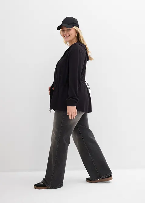 Prop&iacute;nac&iacute; mikina s kapuc&iacute; a elastick&yacute;m p&aacute;skem, bonprix