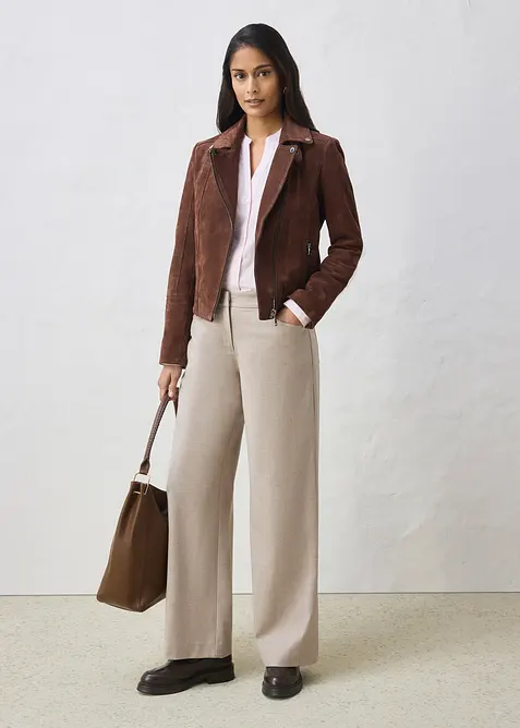 Motork&aacute;řsk&aacute; bunda z velurov&eacute; kůže, bonprix