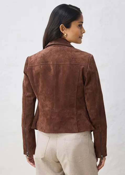 Motork&aacute;řsk&aacute; bunda z velurov&eacute; kůže, bonprix