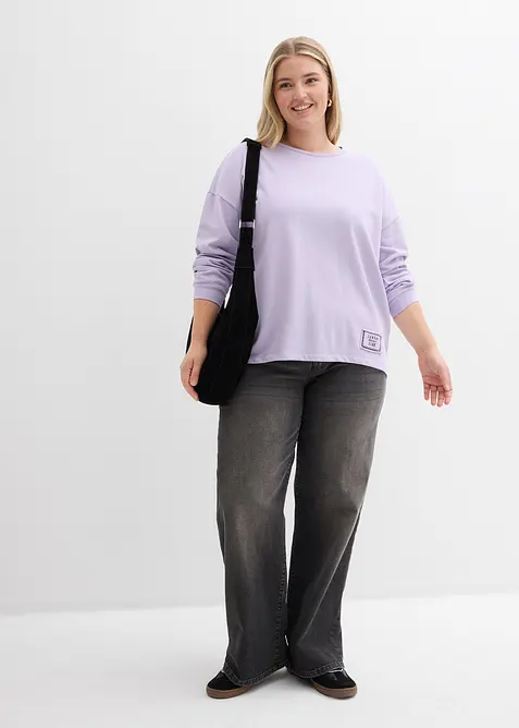 Mikina s del&scaron;&iacute;m zadn&iacute;m d&iacute;lem, z bavlněn&eacute; směsi, bonprix