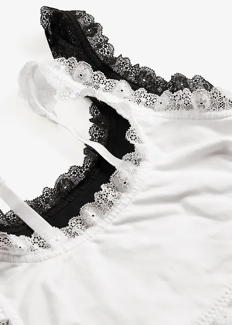 Podprsenkov&yacute; top s organickou bavlnou a krajkou (2 ks v balen&iacute;), bonprix