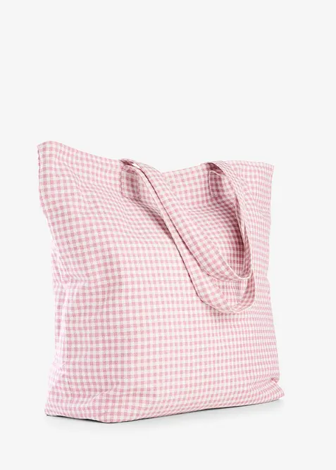 Velk&aacute; pl&aacute;těn&aacute; ta&scaron;ka s nati&scaron;těn&yacute;m k&aacute;rem vichy, bonprix