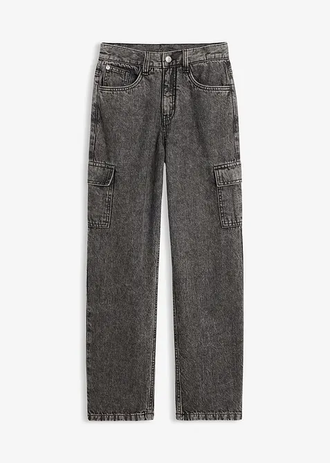 Cargo dž&iacute;ny Loose Fit s nastaviteln&yacute;m pasem, Straight, bonprix