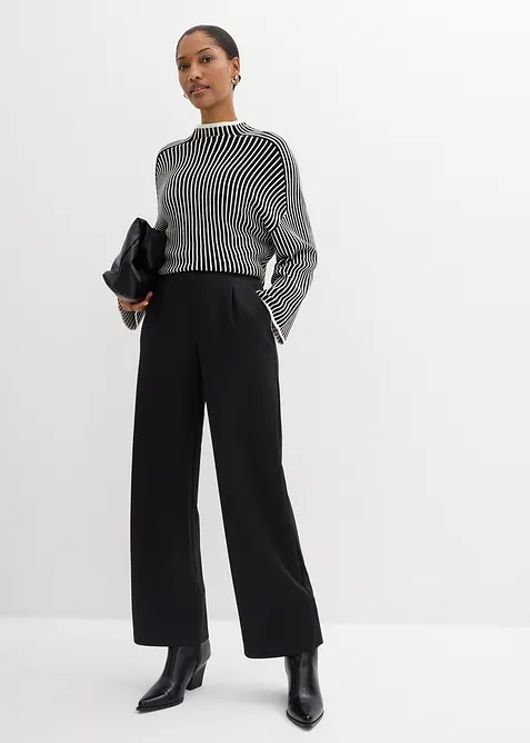 Pohodln&eacute; kalhoty ze spl&yacute;vav&eacute; tepl&aacute;koviny, bonprix